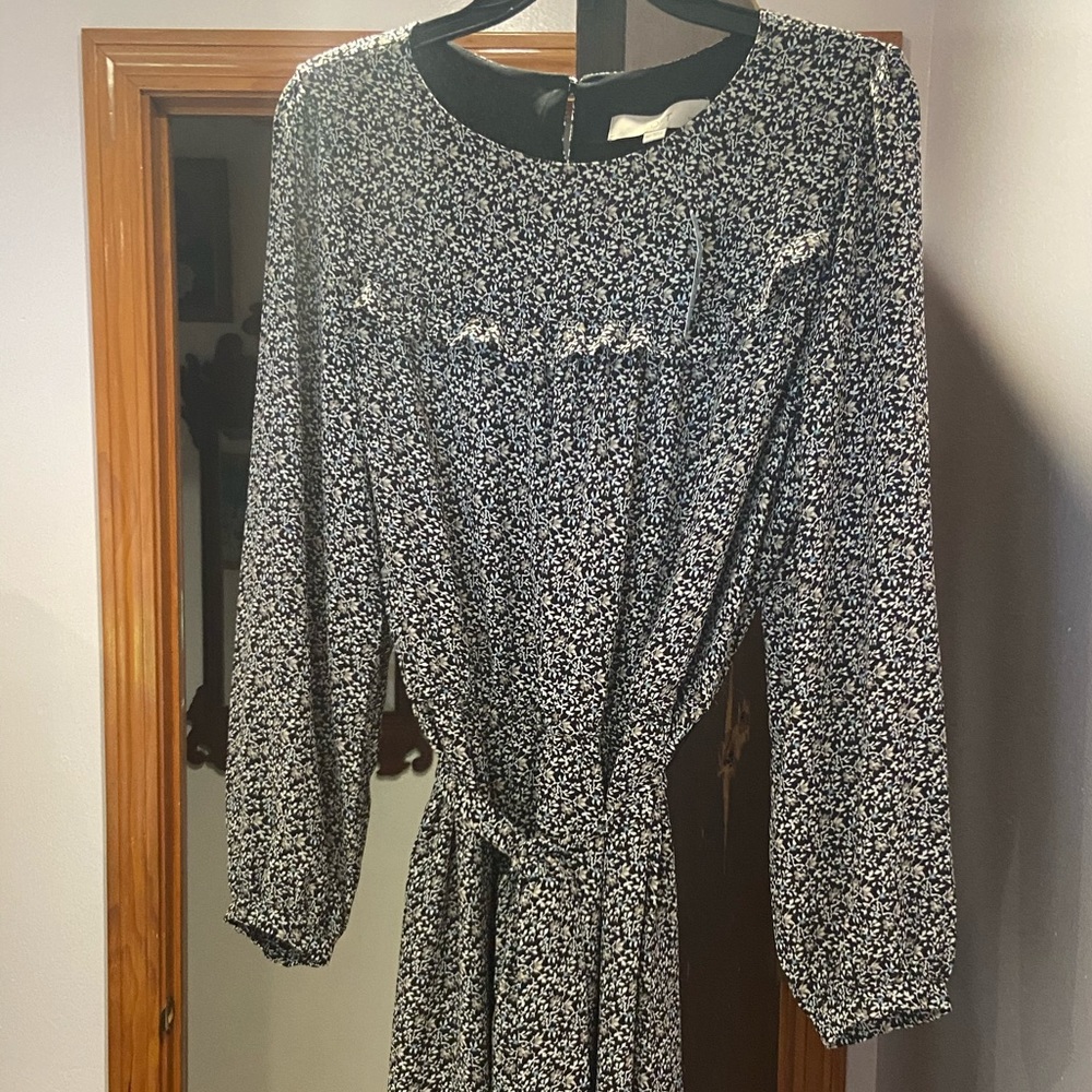 Sweet Vines smoked flowers long sleeve dress